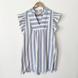 Umgee blue and white flutter sleeve dress small